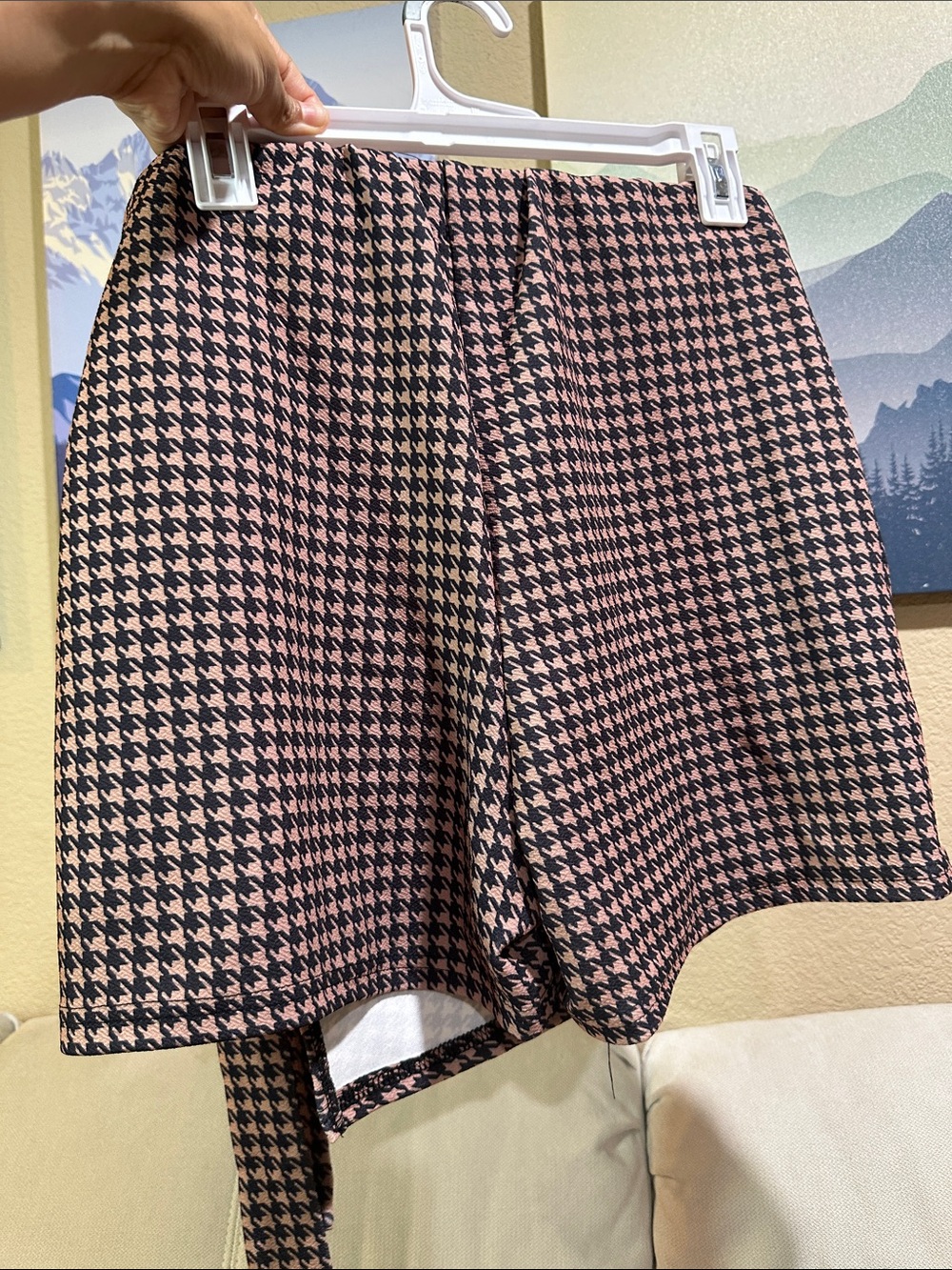 Chic Houndstooth Wrap Mini Skort in Brown and Black New Boutique - Picture 2 of 4